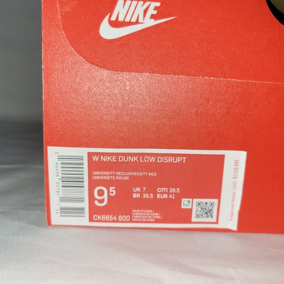 Womens Nike Dunk Disrupt Low University Red Sz 9.5 - Picture 7 of 7